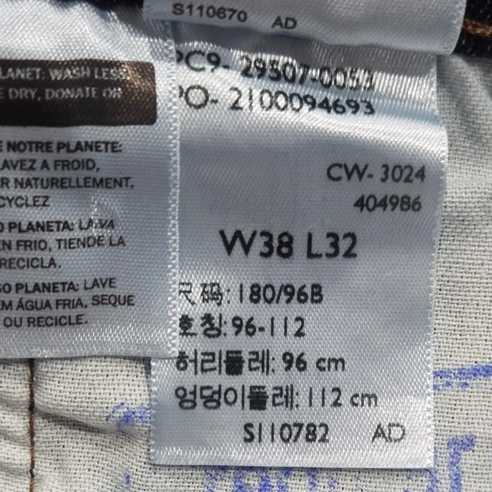 Levis 502 Taper Mens 38x32 Dark Wash Indigo Blue Flex Stretch Jeans Zip Fly NEW